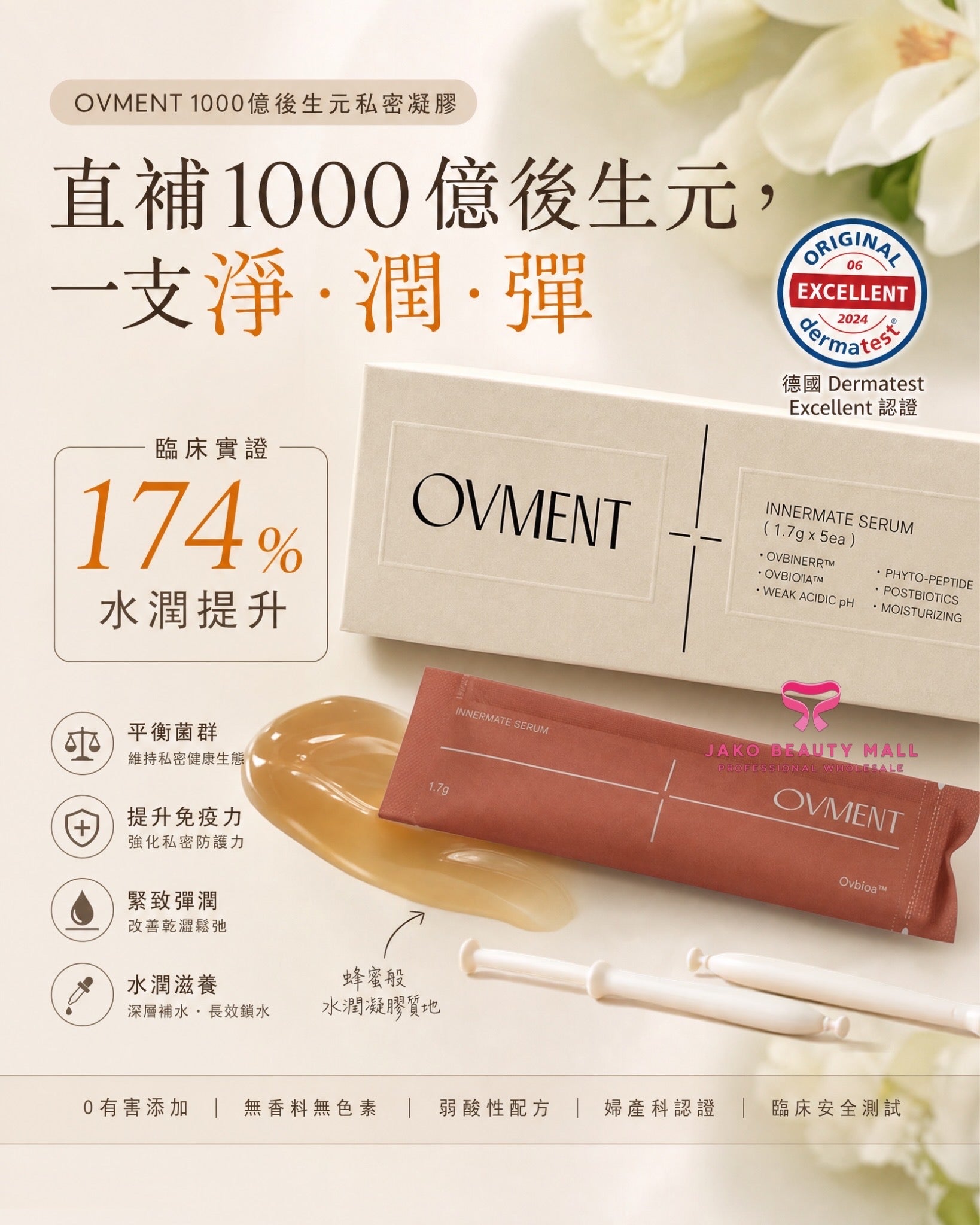 韓國OVMENT 1000億後生元私密凝膠 Innermate Serum 1.7g × 5支獨立包裝