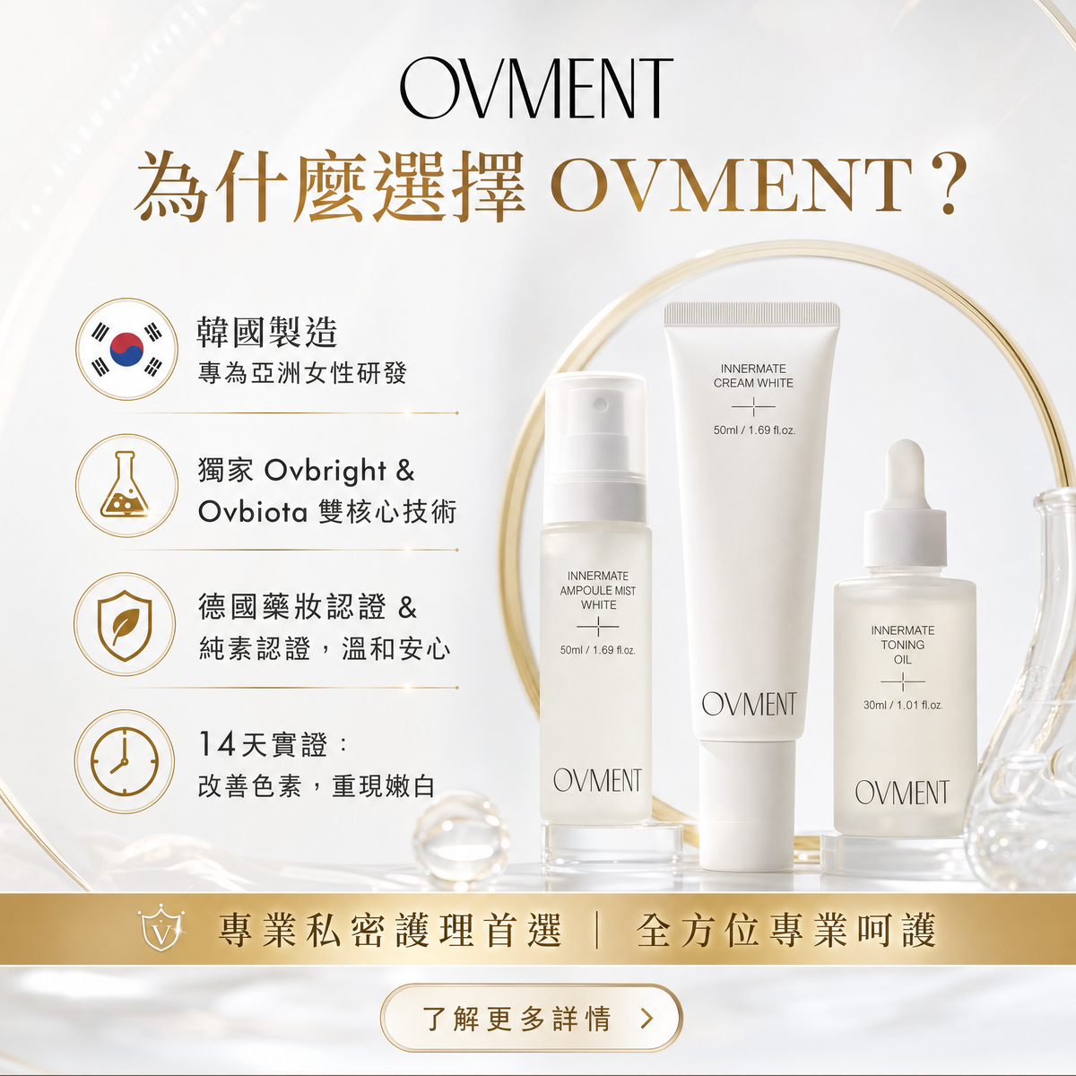 韓國Ovment 私密盈潤彈力美白霜｜50ml 私密美白 彈力回升 私處亮白
