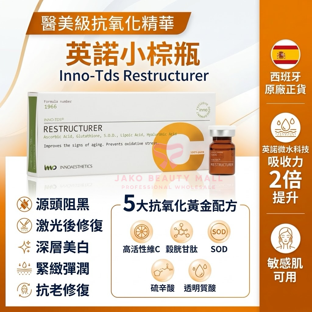 西班牙Innoaesthetics英諾小棕瓶 Inno-Tds Restructurer – 醫美級高濃度抗氧化精華