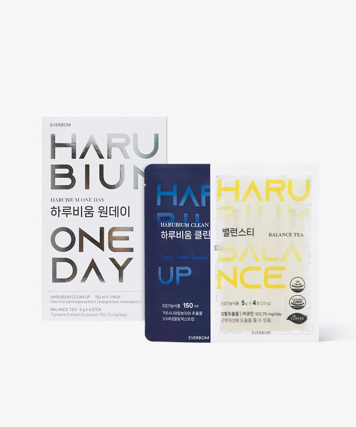 韓國EVERBOM HARUBIUM ONE‑DAY 一日輕體套裝｜Clean‑Up阻碳飲+Balance Tea姜黃平衡茶｜排濕去水腫｜阻擋碳水｜改善易胖體質