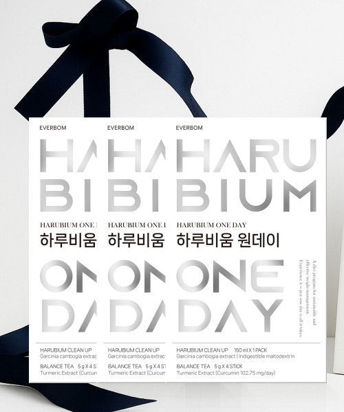 韓國EVERBOM HARUBIUM ONE‑DAY 一日輕體套裝｜Clean‑Up阻碳飲+Balance Tea姜黃平衡茶｜排濕去水腫｜阻擋碳水｜改善易胖體質