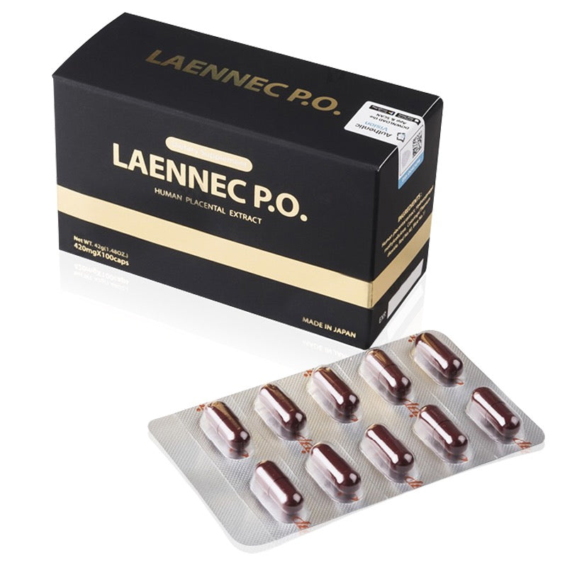 日本萊乃康jbp laennec P.O人胎素精華胎盤素膠囊100粒 黑盒/黃盒/紅盒（新版帶防偽）